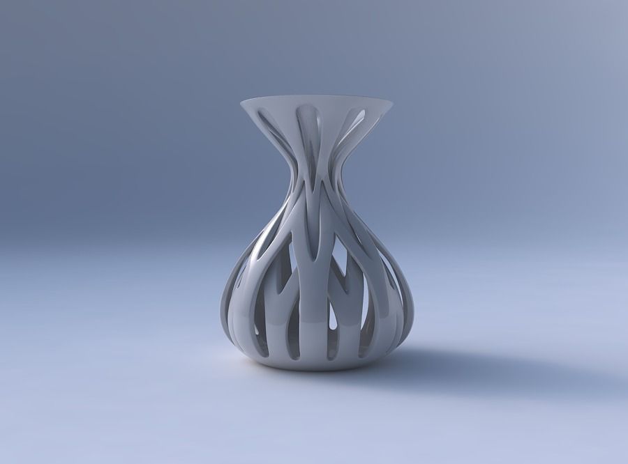 Vase funnel top oval bottom with intertwining lines tapered 2 3D print model_4
