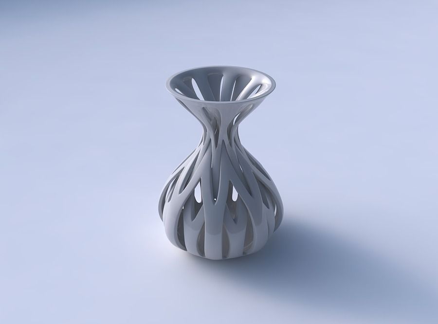 Vase funnel top oval bottom with intertwining lines tapered 2 3D print model_3