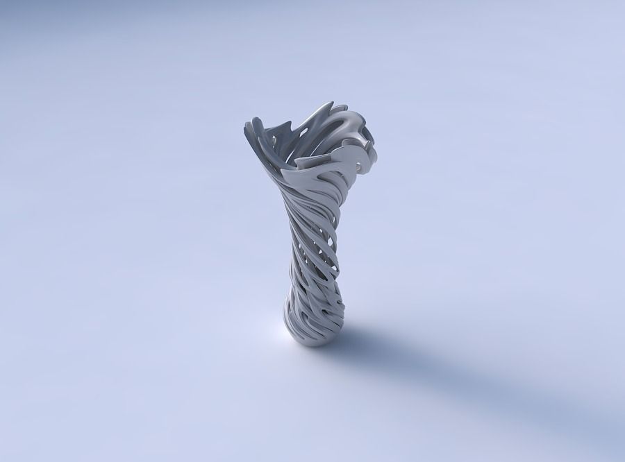 Vase flower funnel with beveled intertwining lines very twist... 3D print model_3