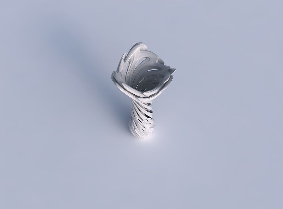 Vase flower funnel with beveled intertwining lines very twist... 3D print model_1