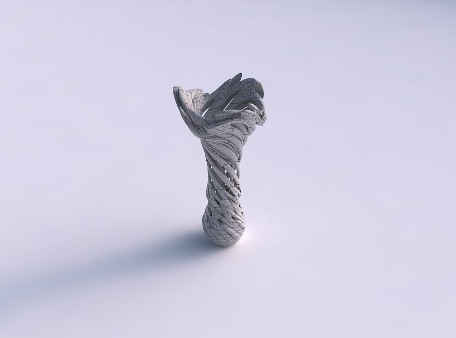 Vase flower funnel with beveled intertwining lines very twist... 3D print model_5