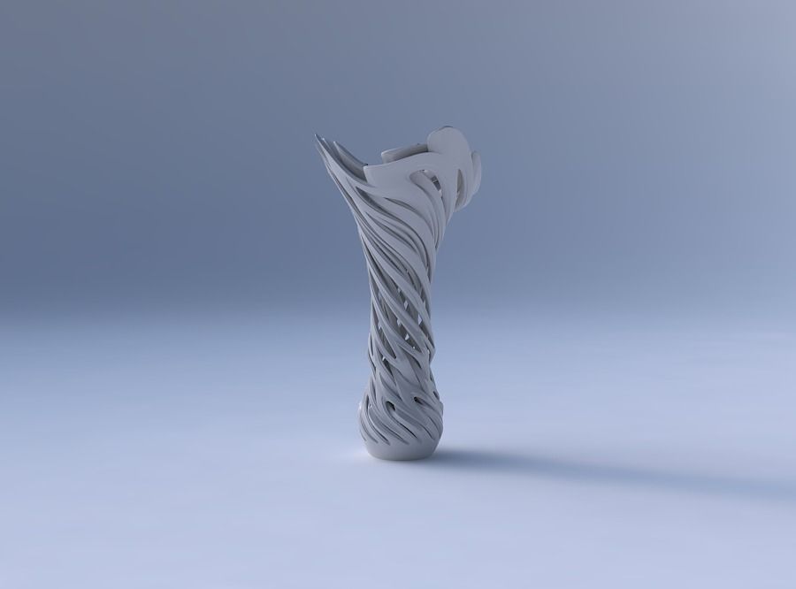 Vase flower funnel with beveled intertwining lines very twist... 3D print model_4