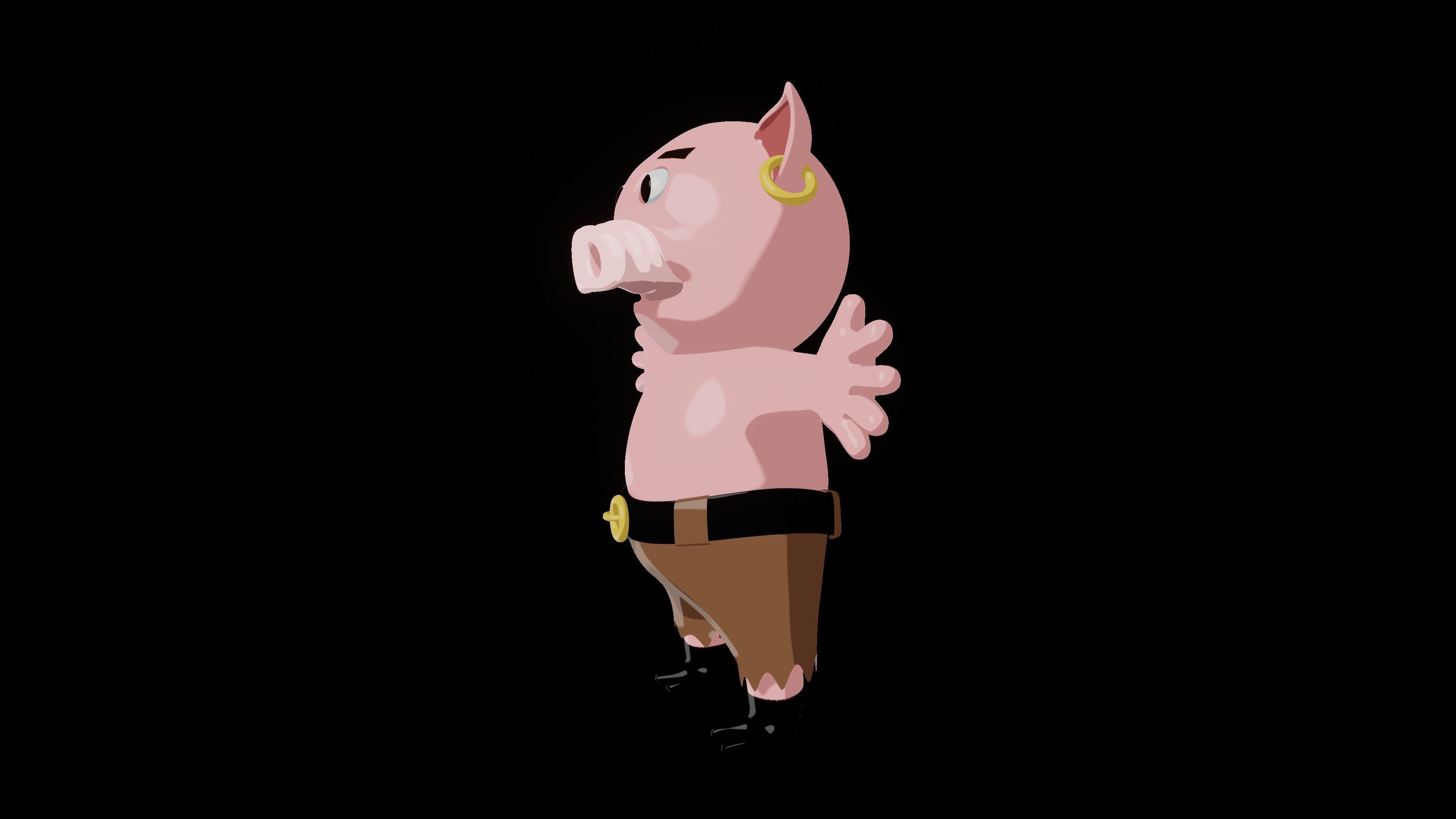 Boxer Pig  Low-poly 3D model_5