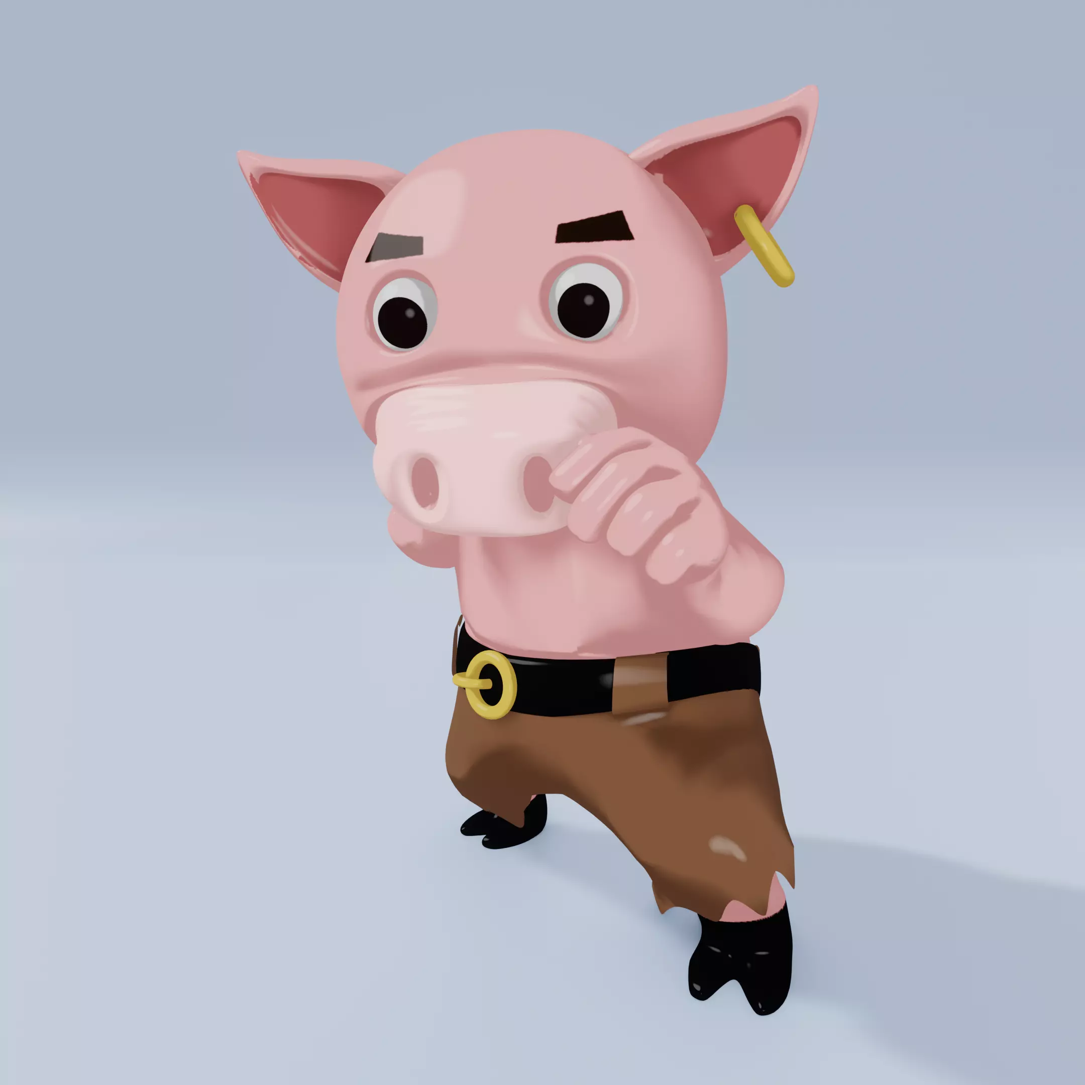 Boxer Pig  Low-poly 3D model_0