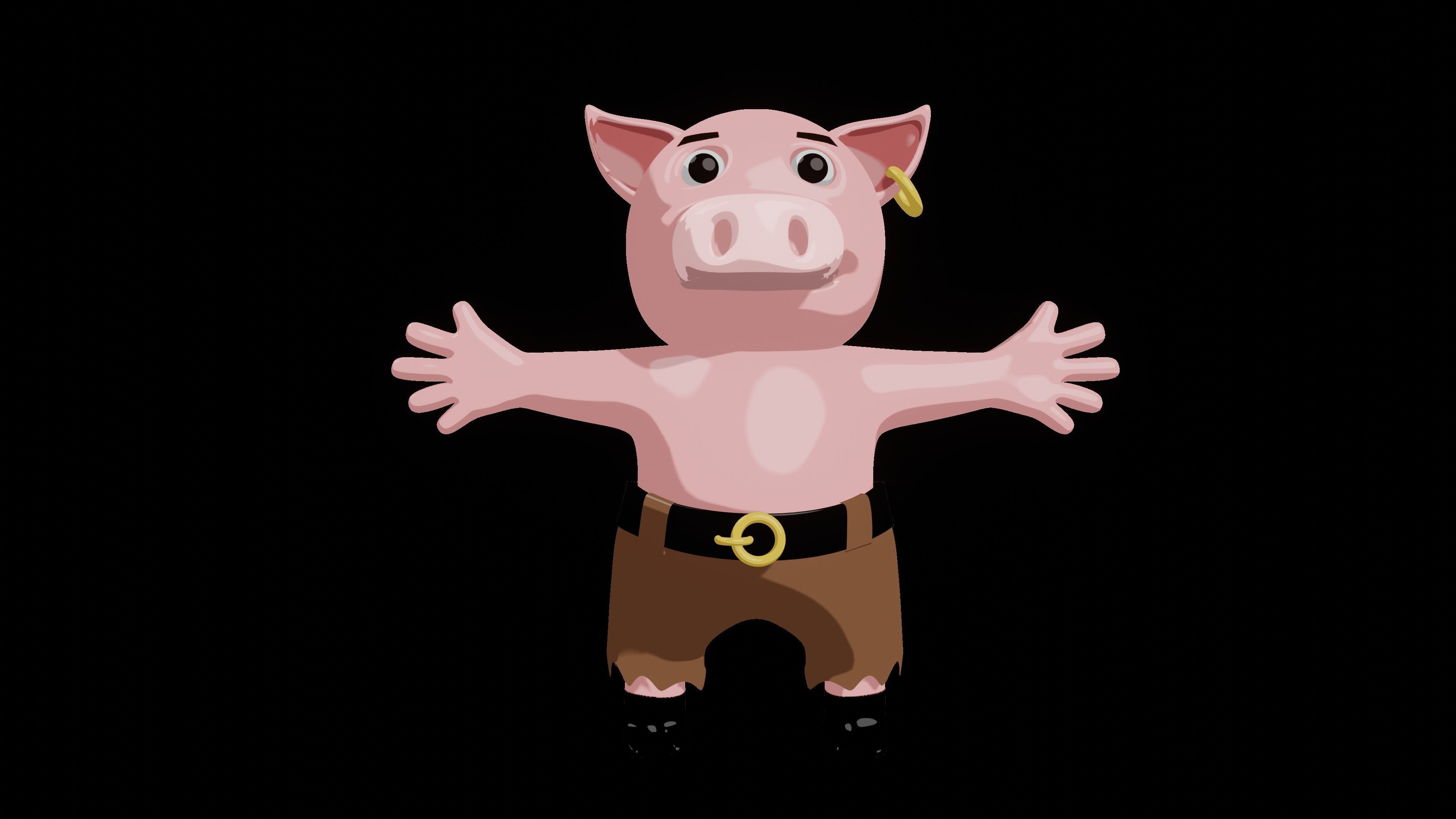 Boxer Pig  Low-poly 3D model_3