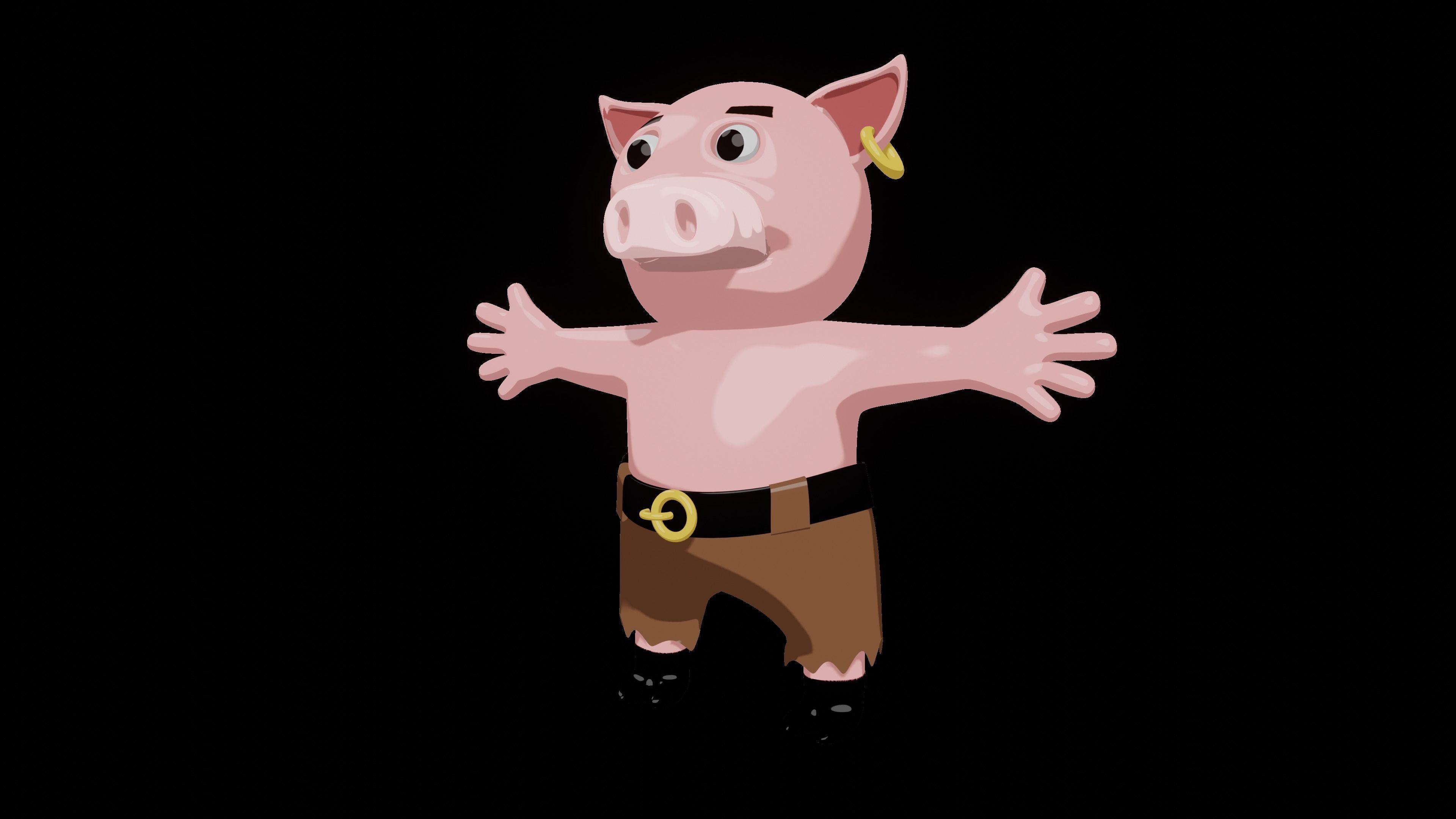 Boxer Pig  Low-poly 3D model_2