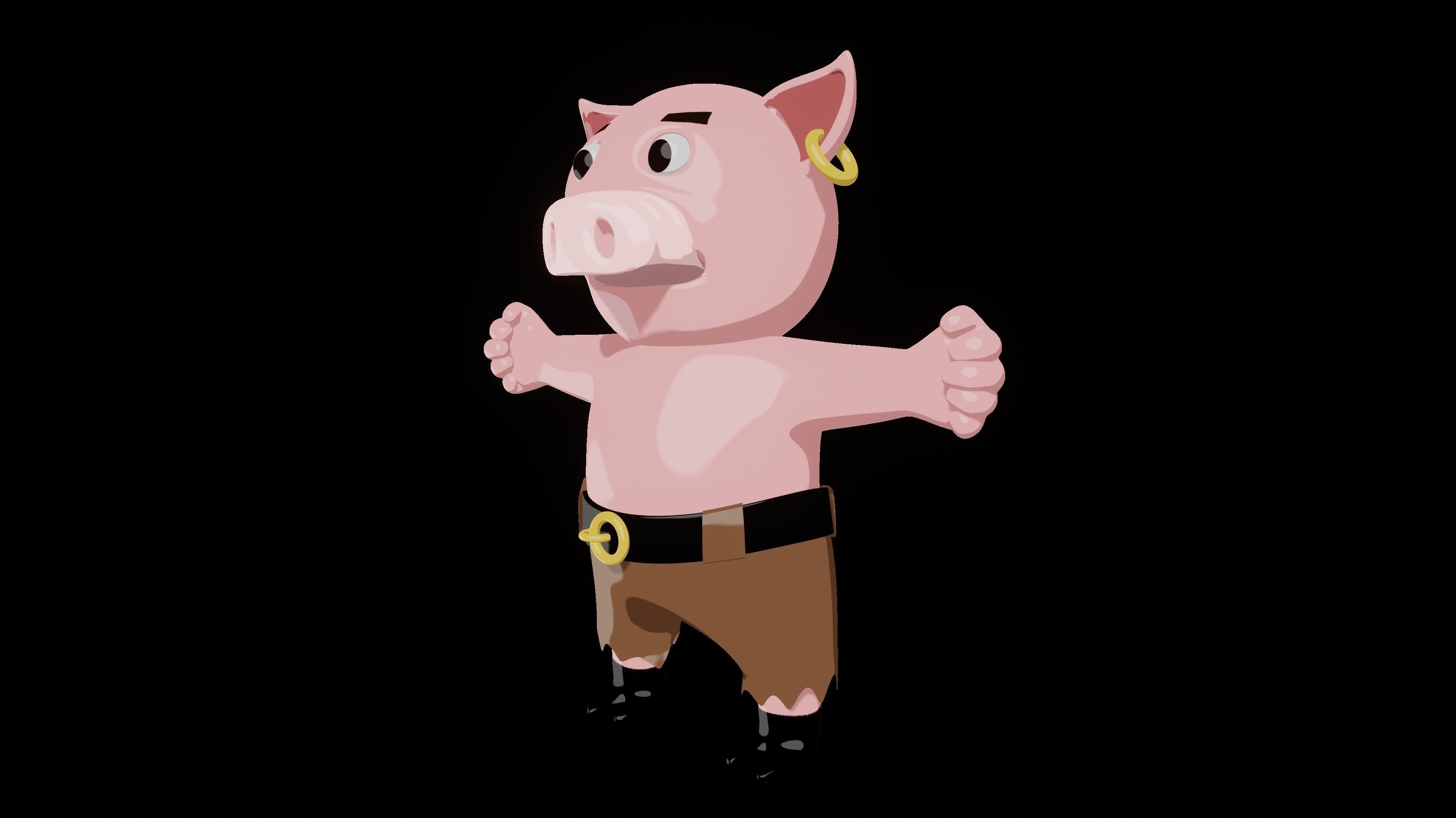 Boxer Pig  Low-poly 3D model_20