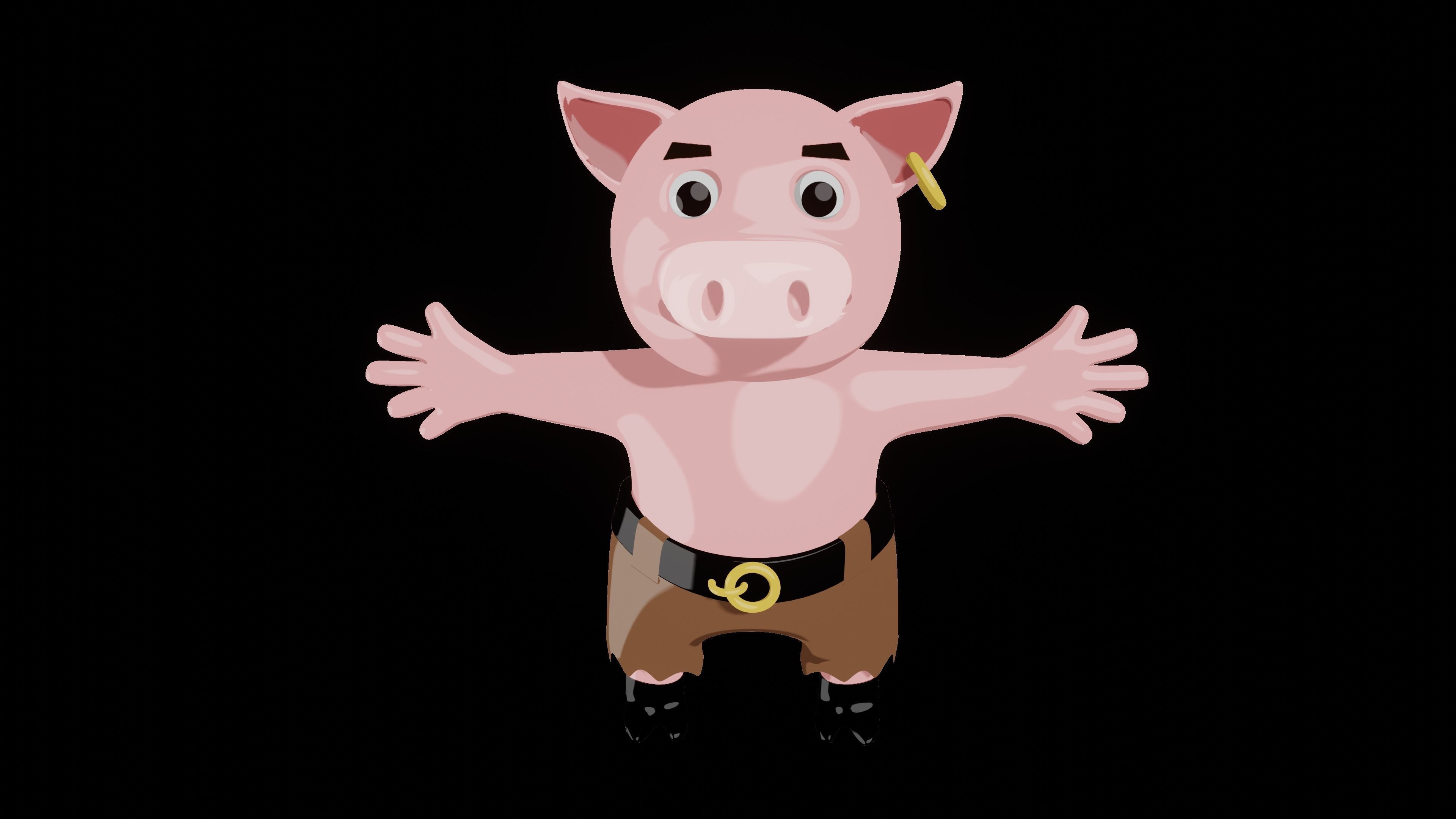 Boxer Pig  Low-poly 3D model_7
