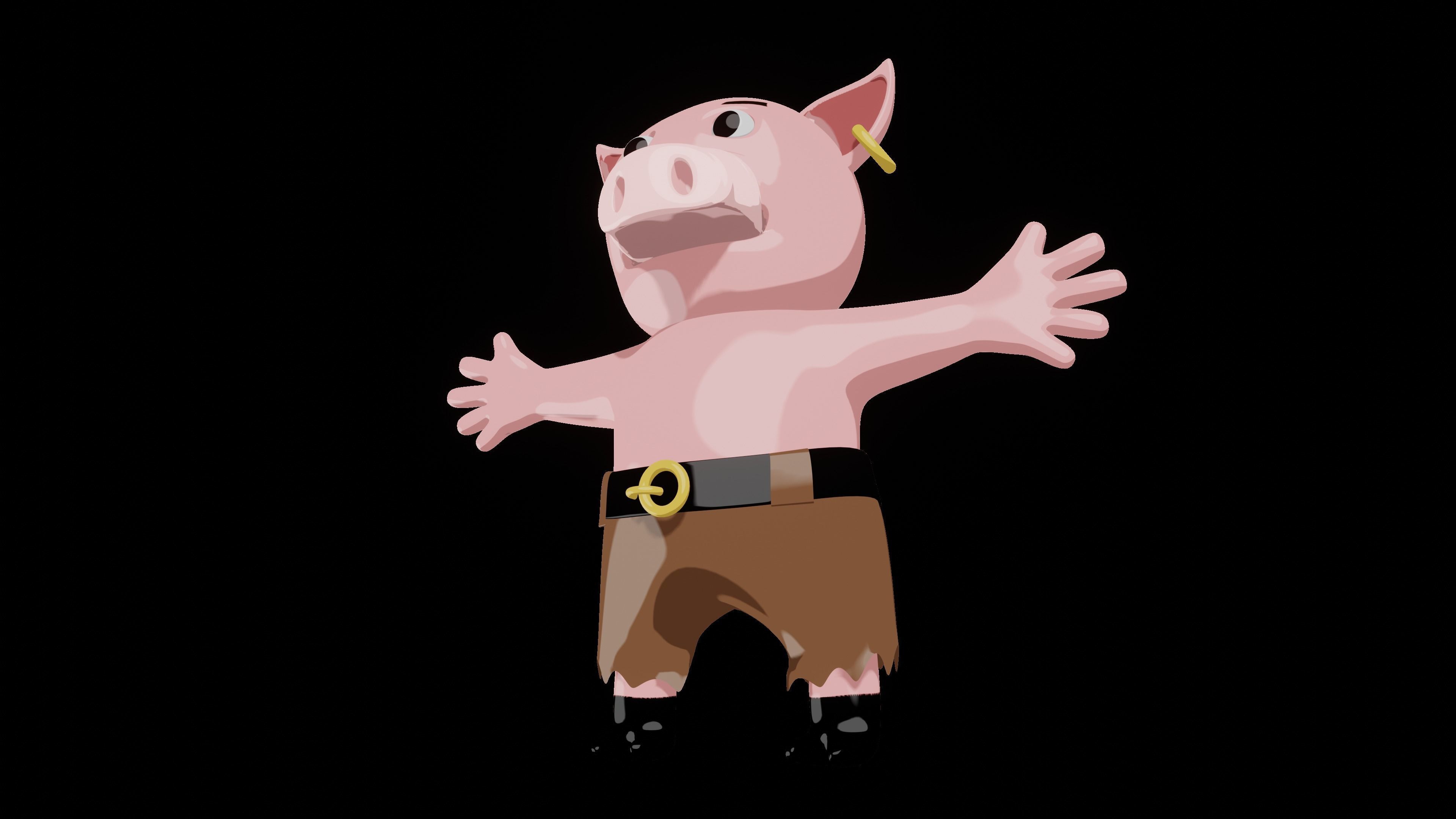Boxer Pig  Low-poly 3D model_10