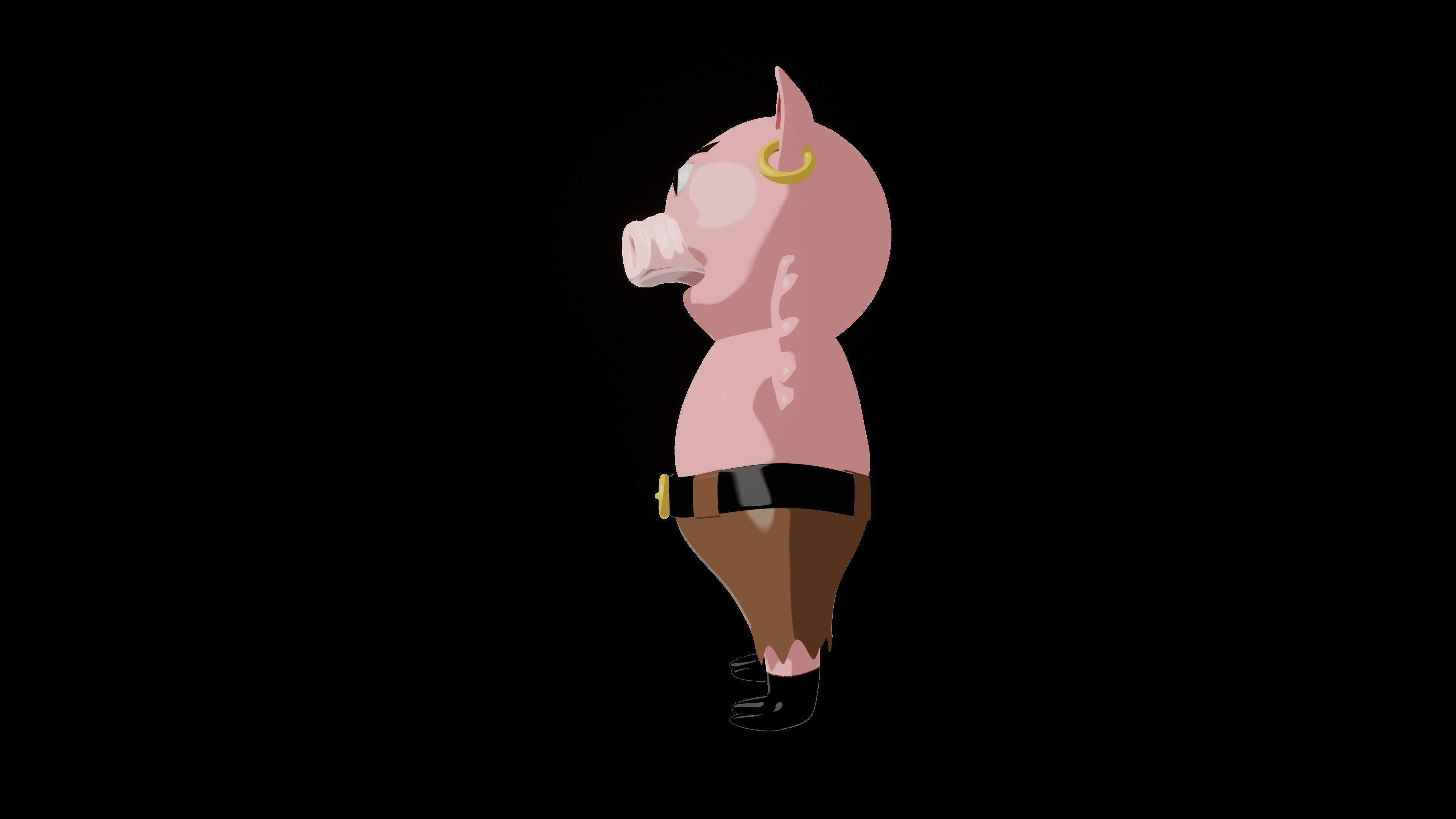 Boxer Pig  Low-poly 3D model_6