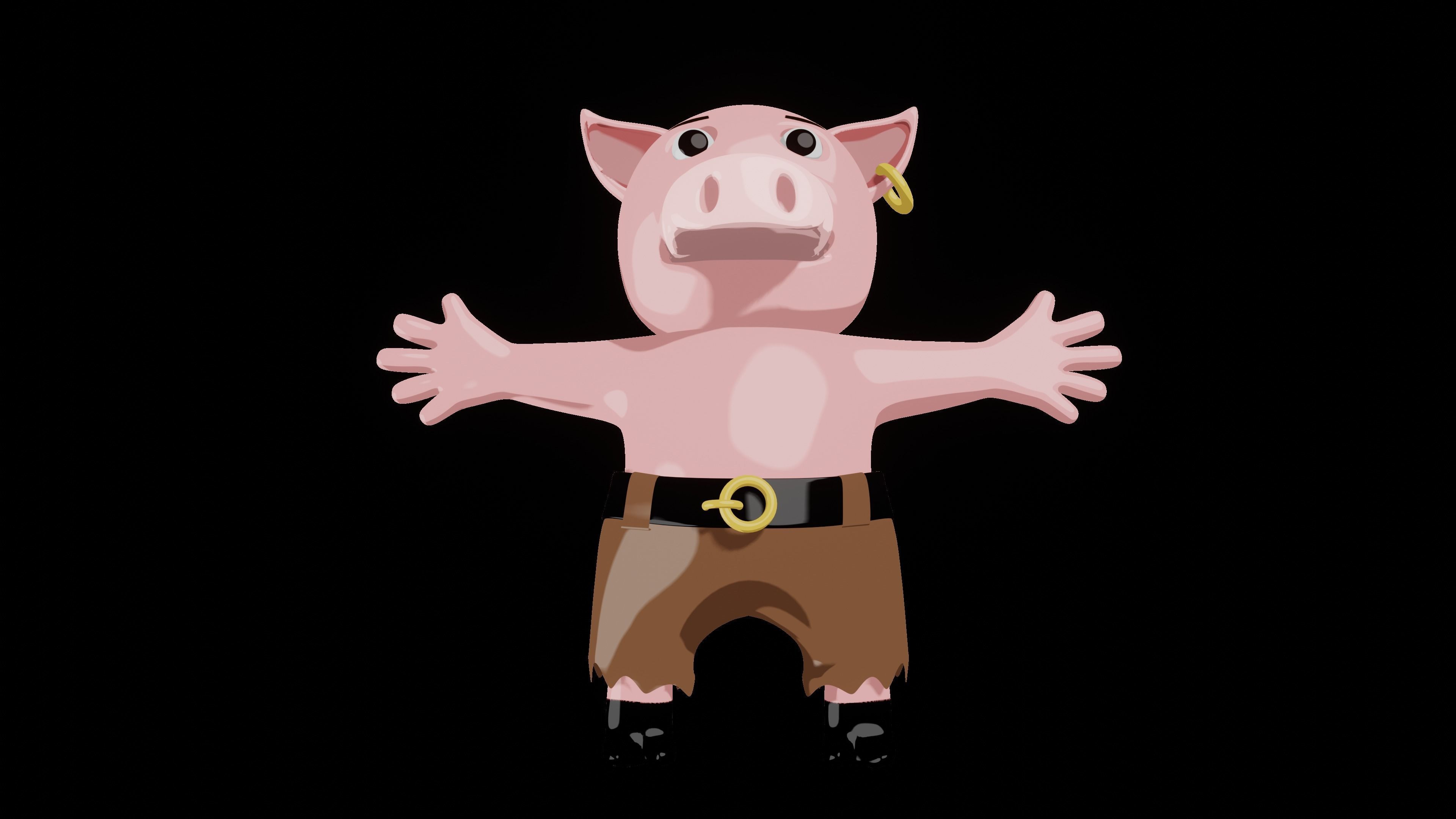 Boxer Pig  Low-poly 3D model_25