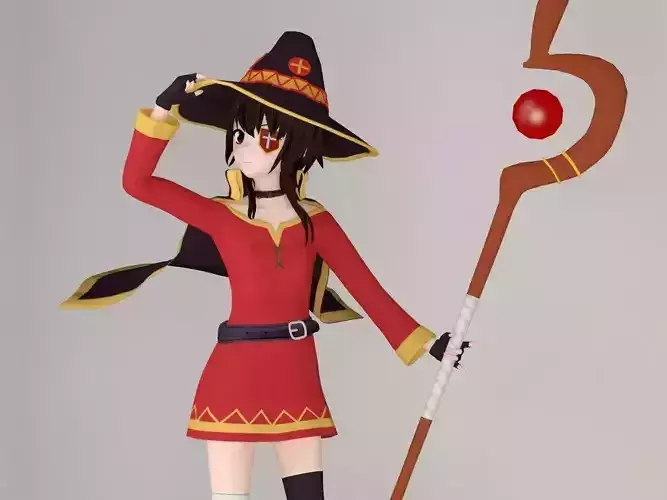 Megumin anime girl pose 04 3D model