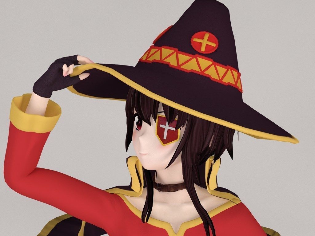 Megumin anime girl pose 04 3D model_2