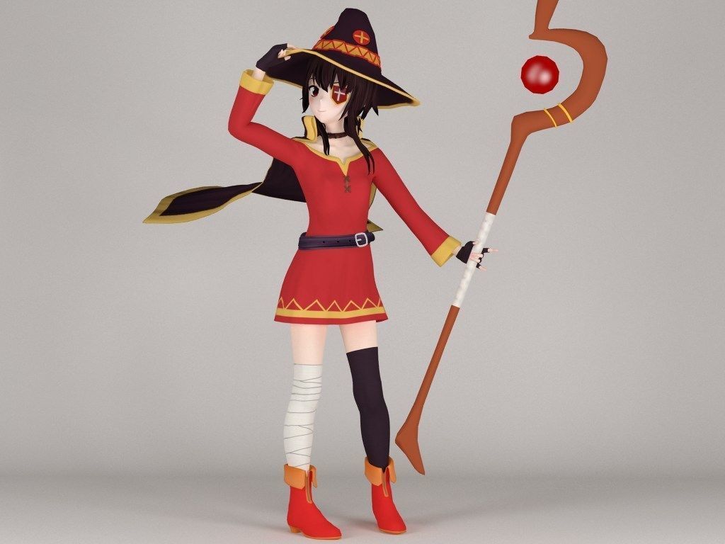 Megumin anime girl pose 04 3D model_3