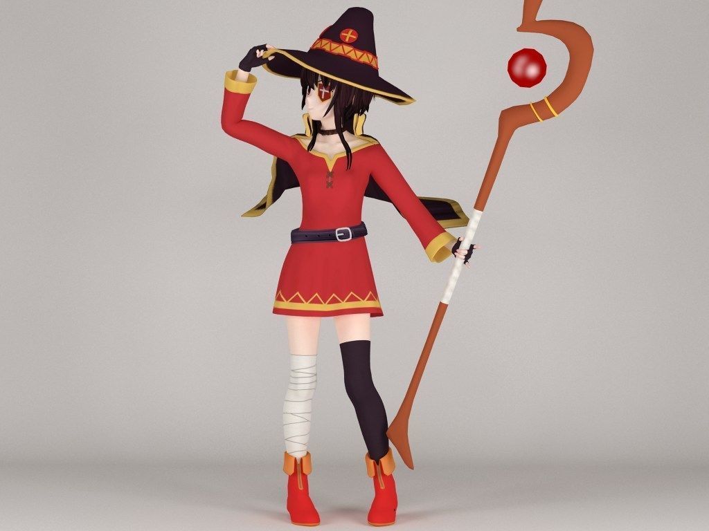 Megumin anime girl pose 04 3D model_6