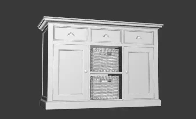 Table Model cabinet with drawers and baskets