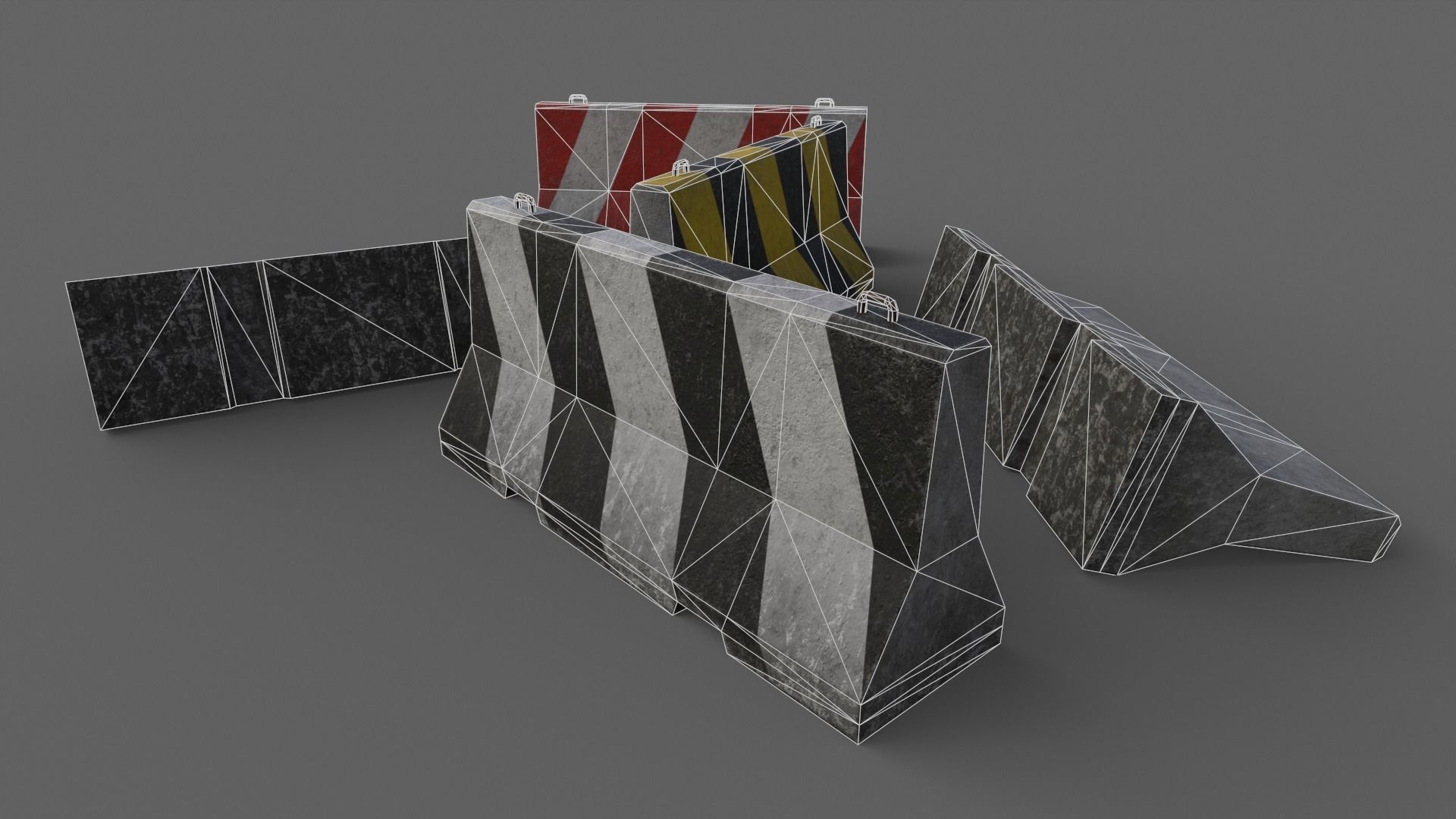PBR Concrete Barrier V1 Low-poly 3D model_18