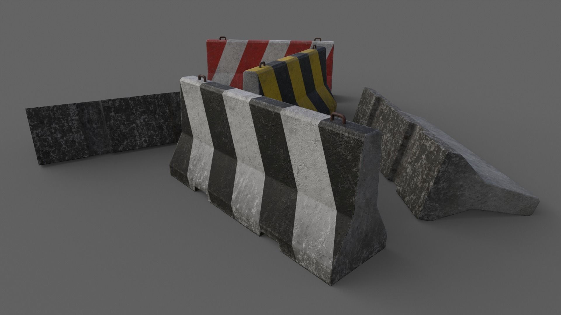 PBR Concrete Barrier V1 Low-poly 3D model_17
