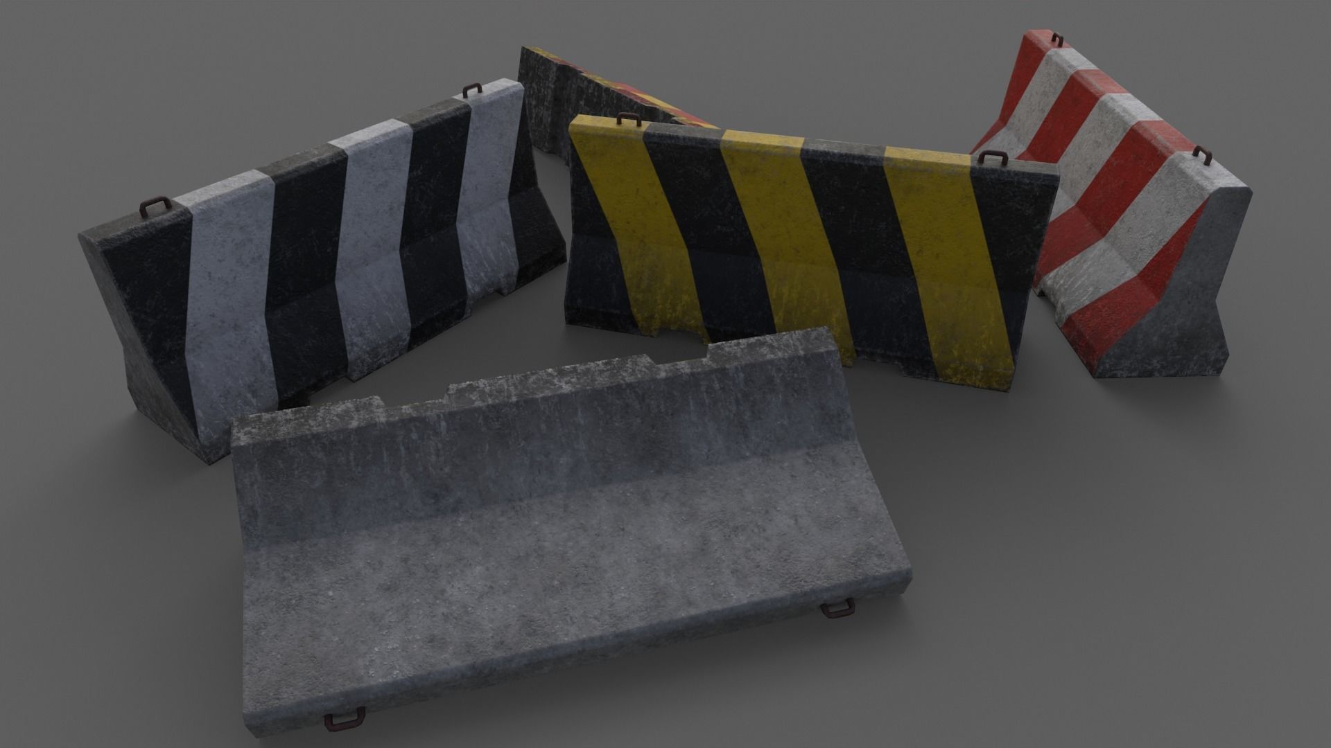 PBR Concrete Barrier V1 Low-poly 3D model_15