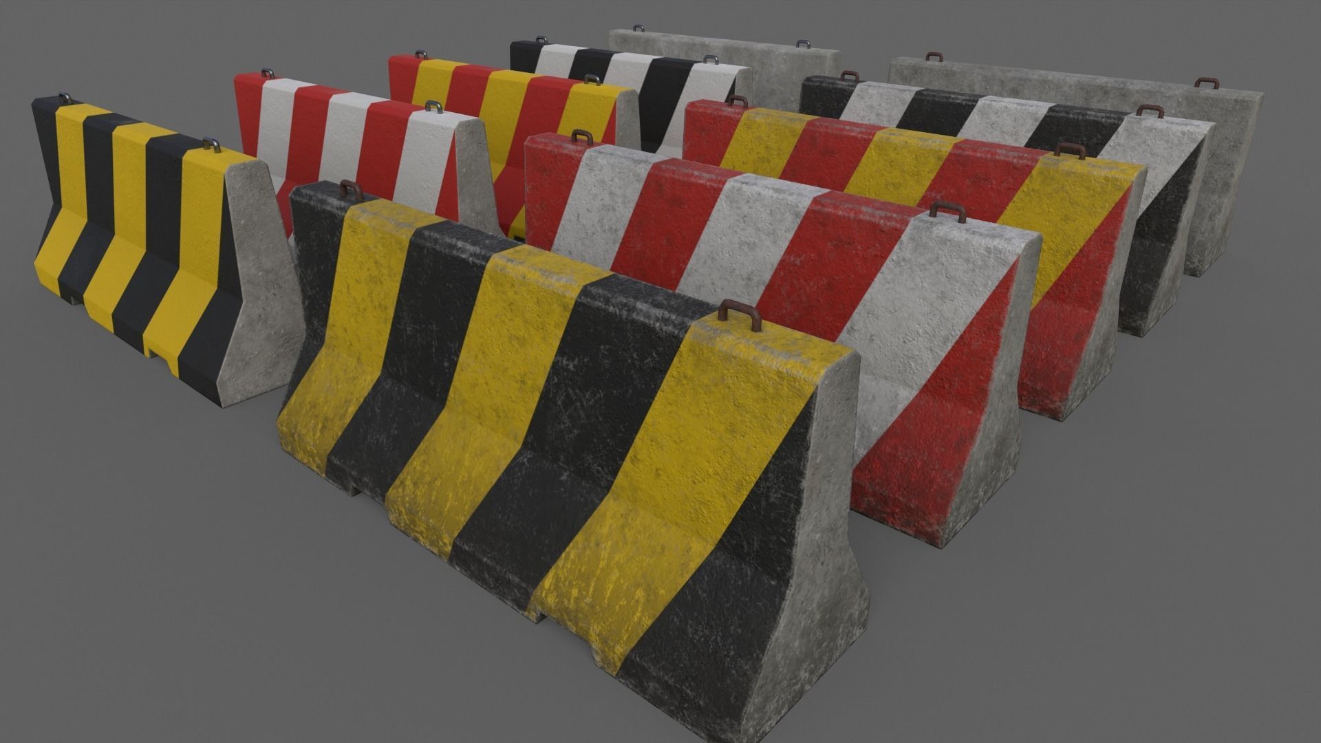PBR Concrete Barrier V1 Low-poly 3D model_2