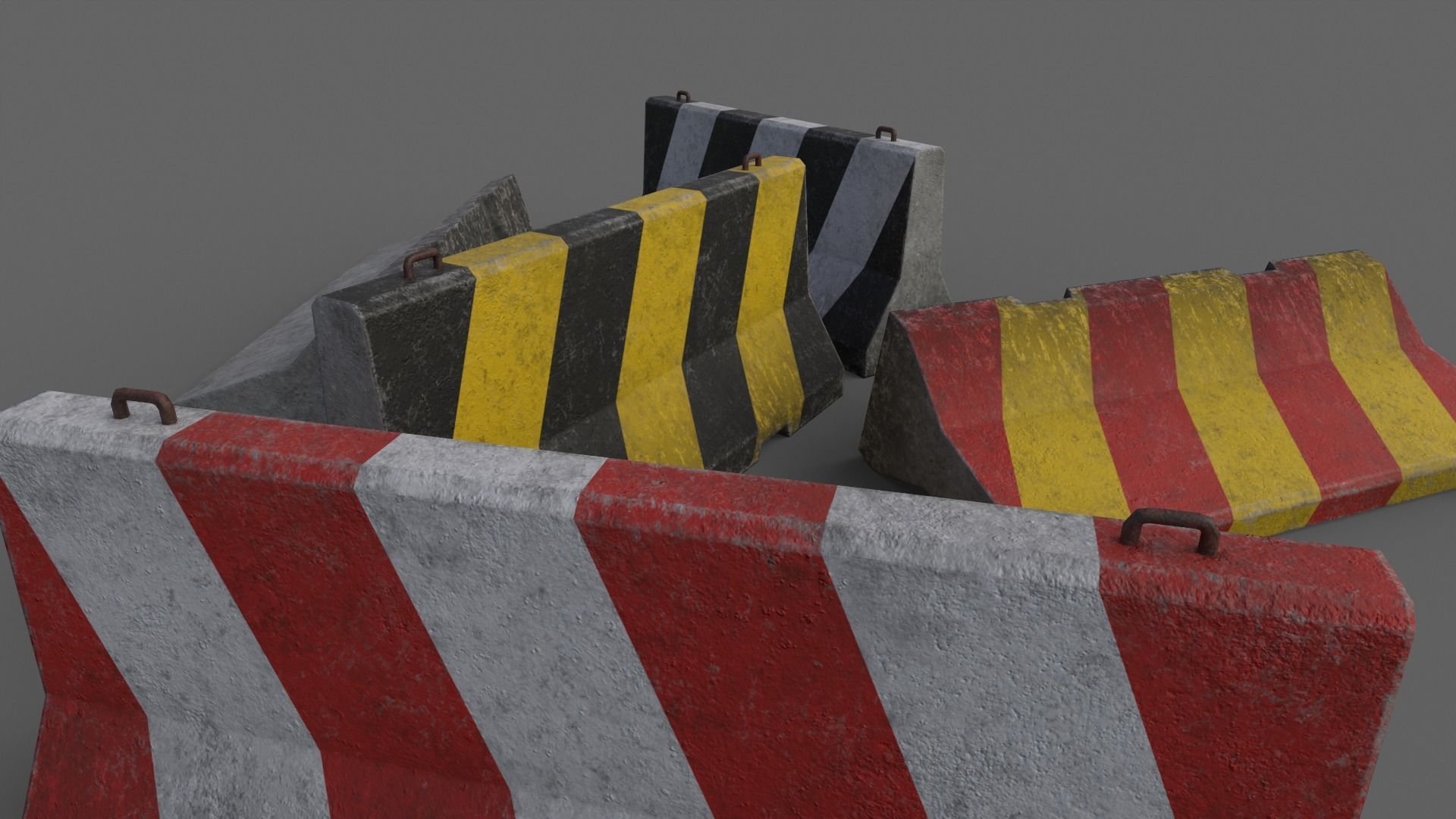 PBR Concrete Barrier V1 Low-poly 3D model_13