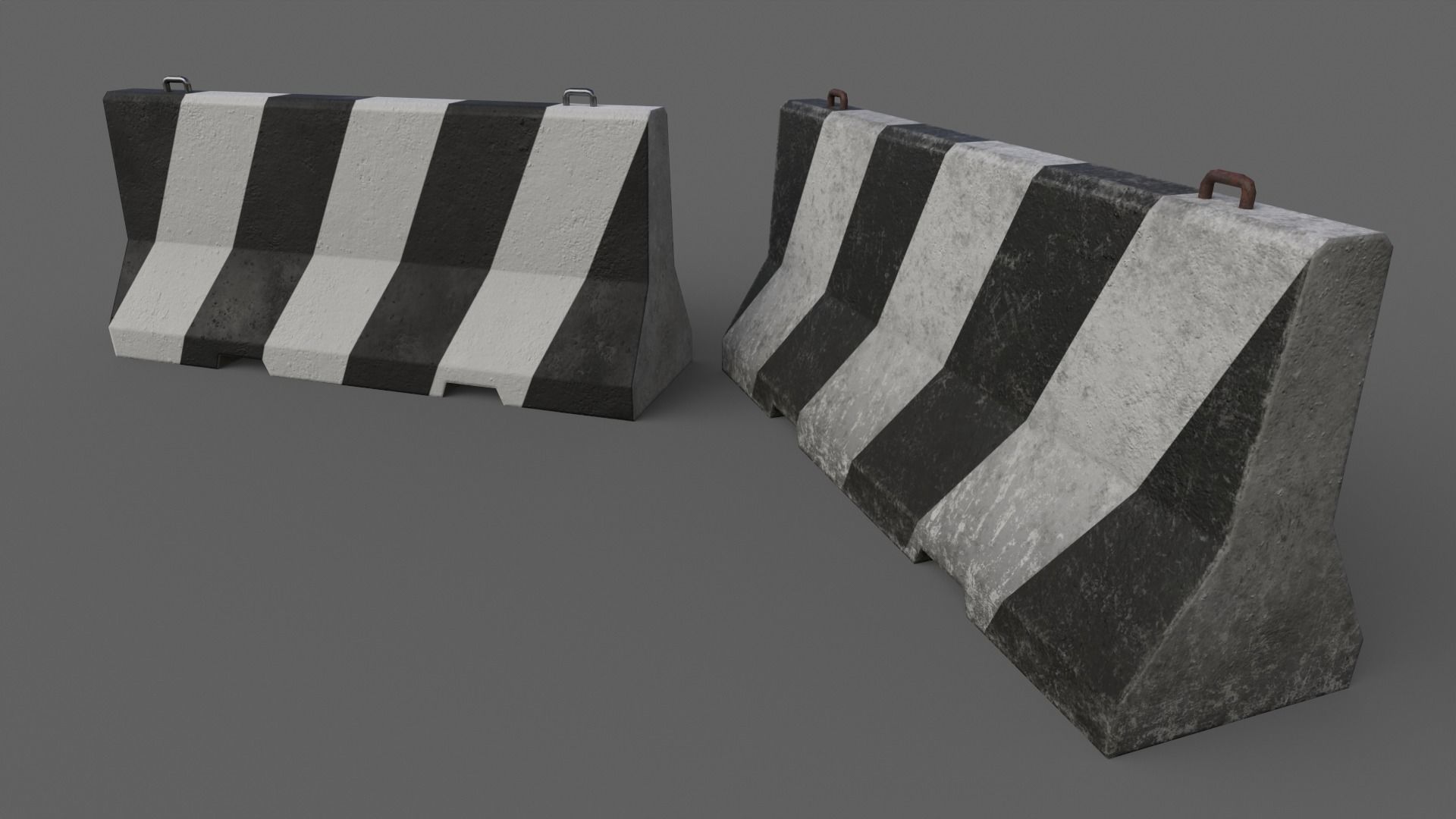 PBR Concrete Barrier V1 Low-poly 3D model_6