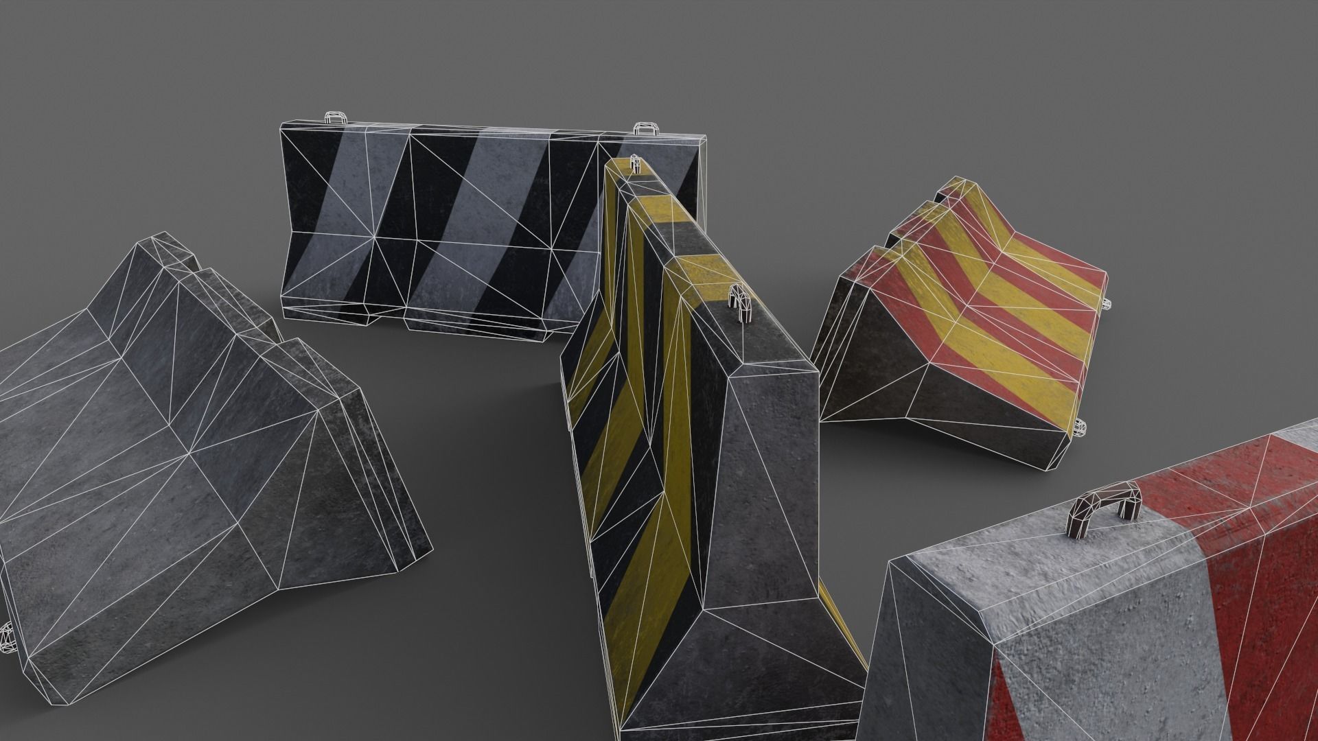 PBR Concrete Barrier V1 Low-poly 3D model_12