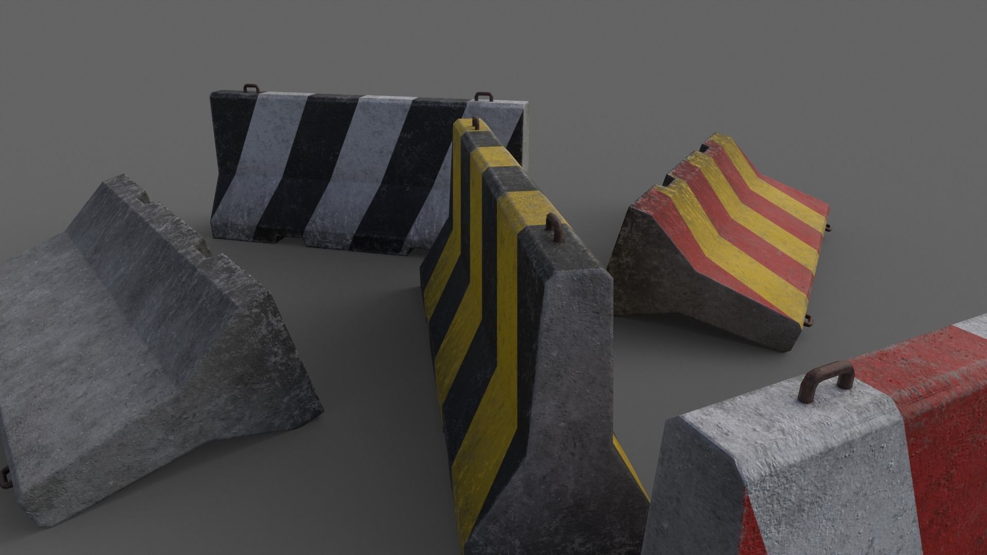 PBR Concrete Barrier V1 Low-poly 3D model_11
