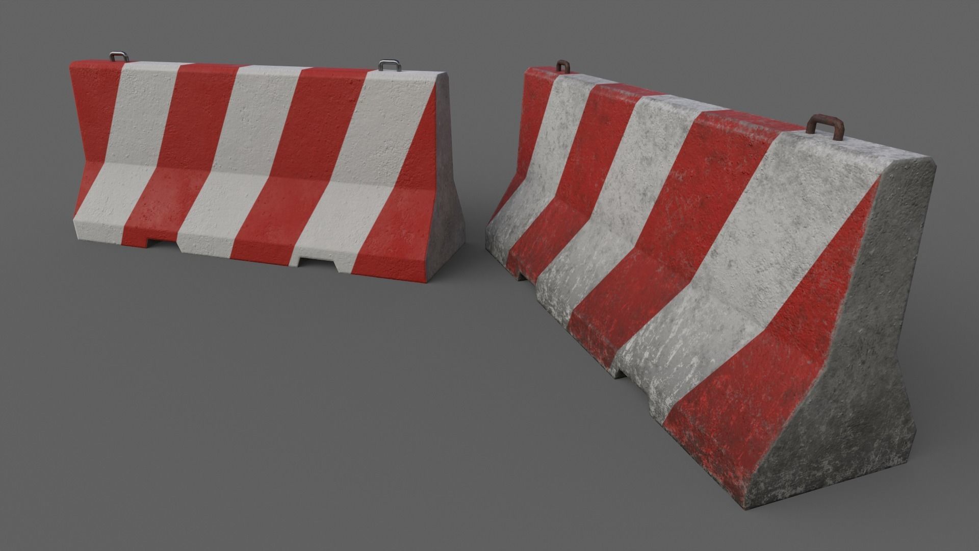 PBR Concrete Barrier V1 Low-poly 3D model_4
