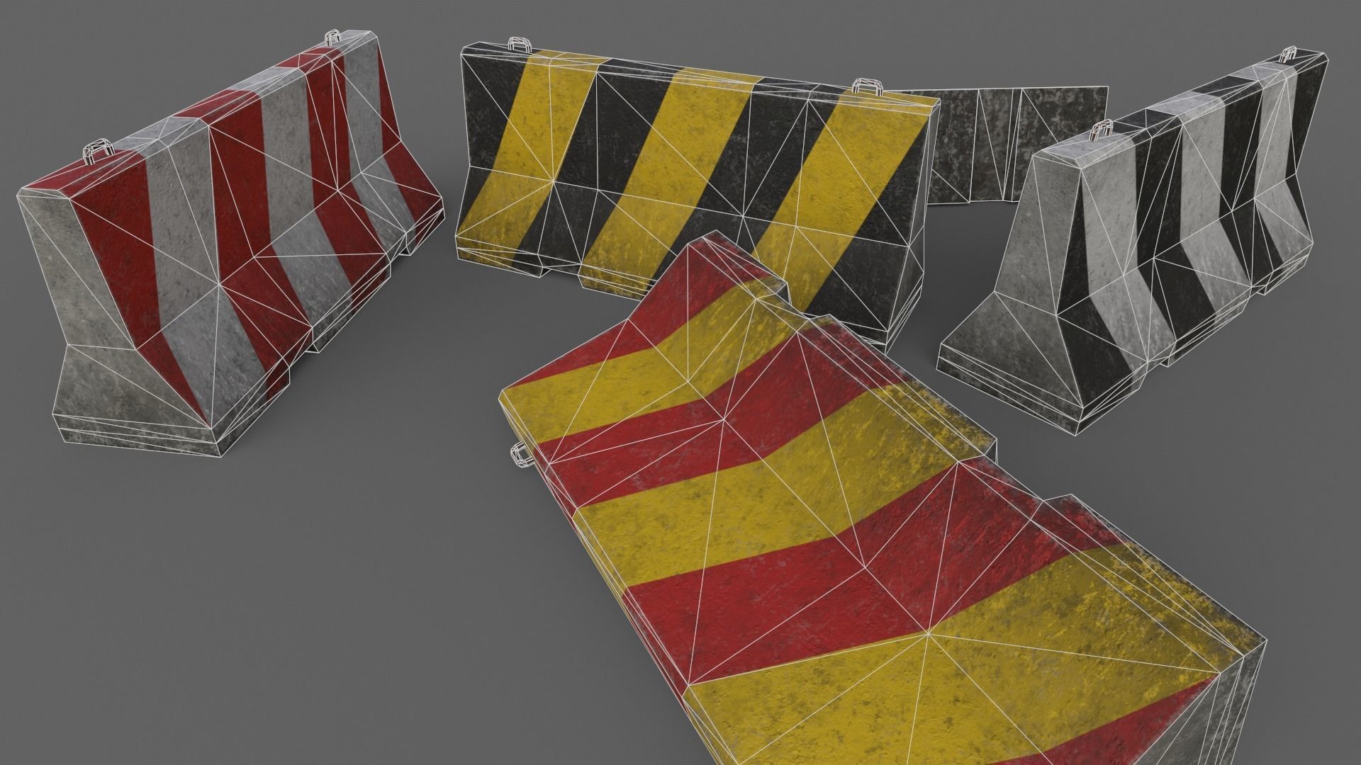 PBR Concrete Barrier V1 Low-poly 3D model_10