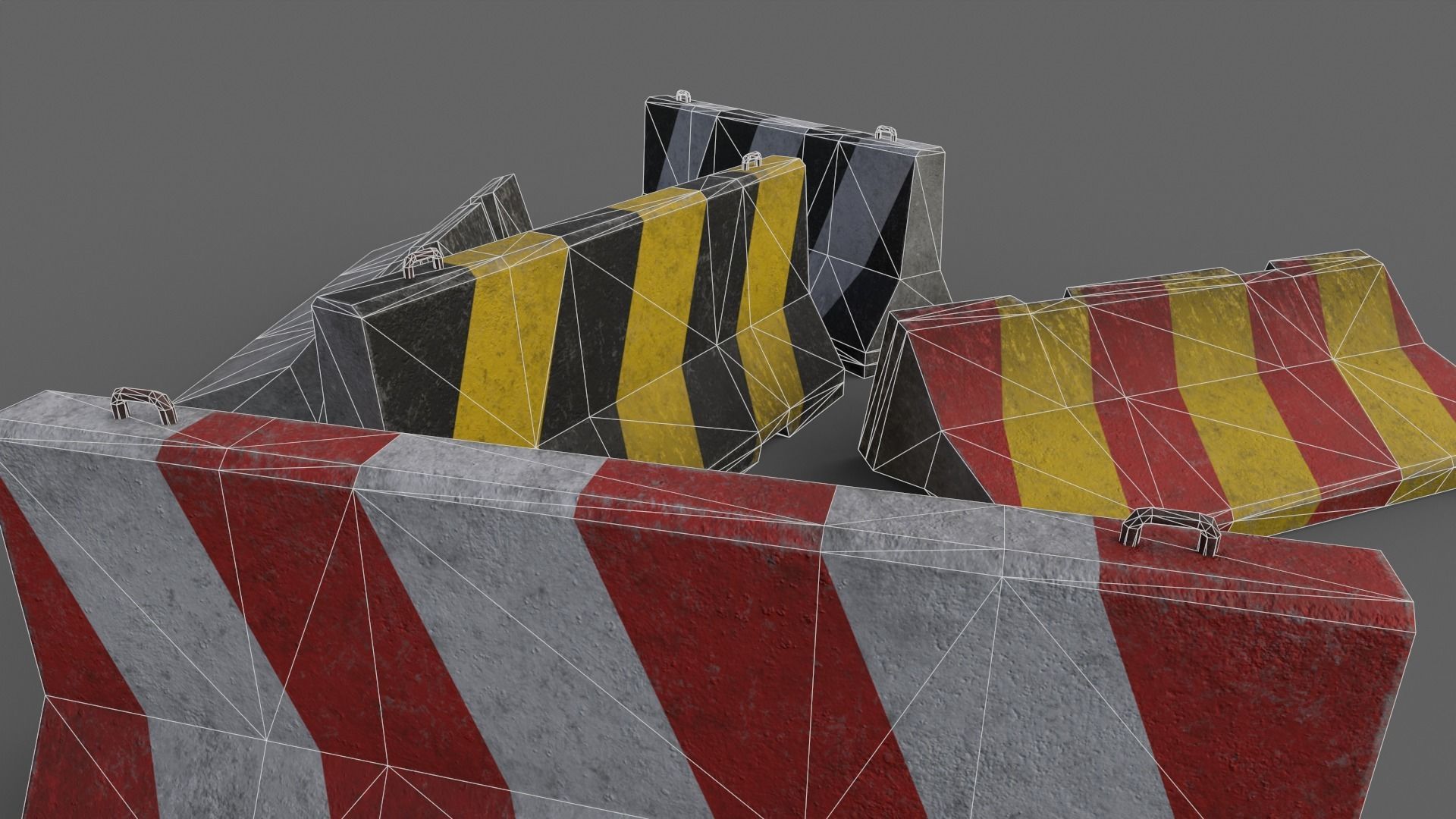PBR Concrete Barrier V1 Low-poly 3D model_14