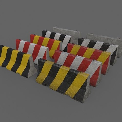 PBR Concrete Barrier V1 Low-poly 3D model