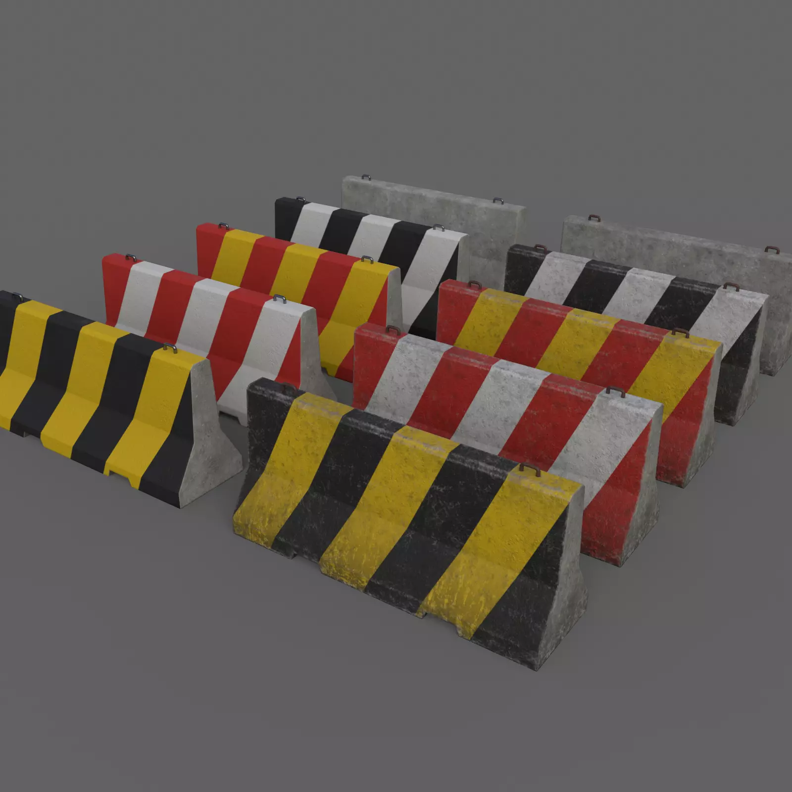 PBR Concrete Barrier V1 Low-poly 3D model_0