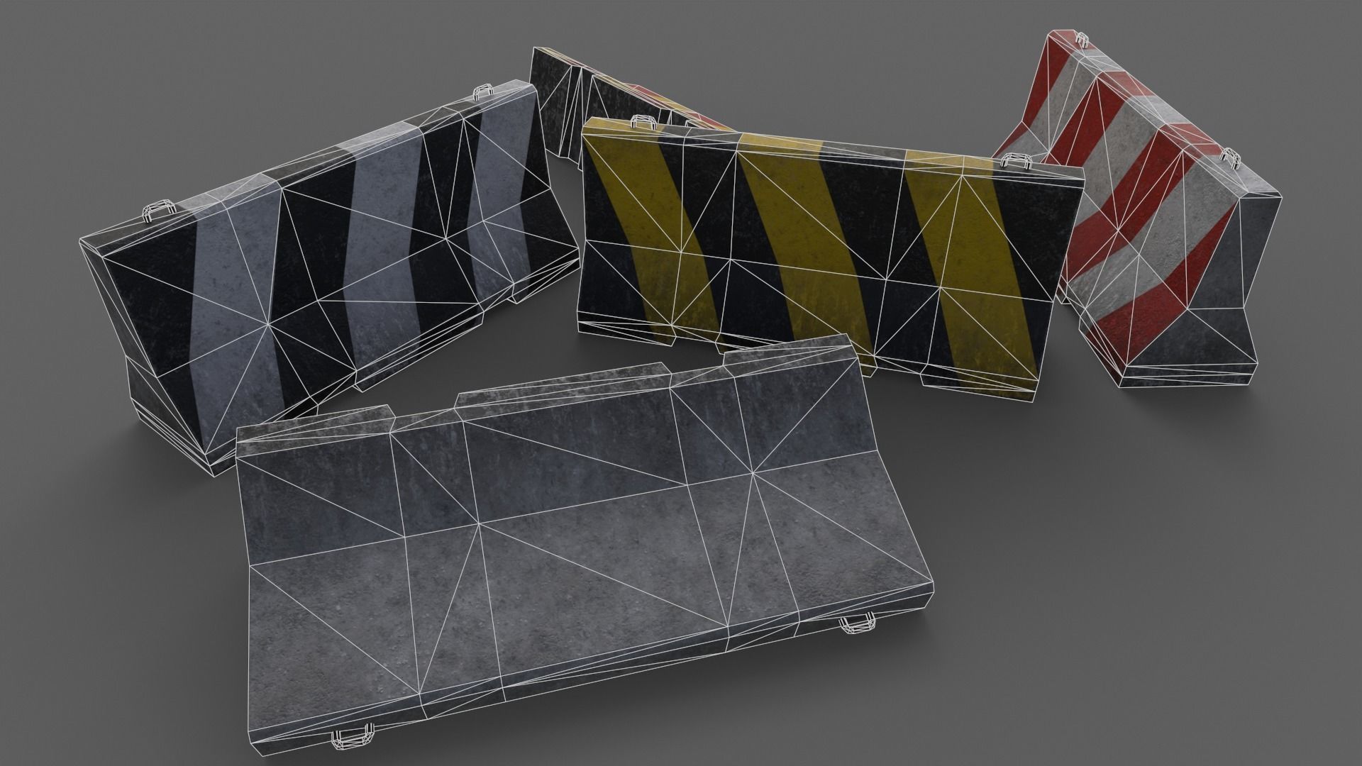 PBR Concrete Barrier V1 Low-poly 3D model_16