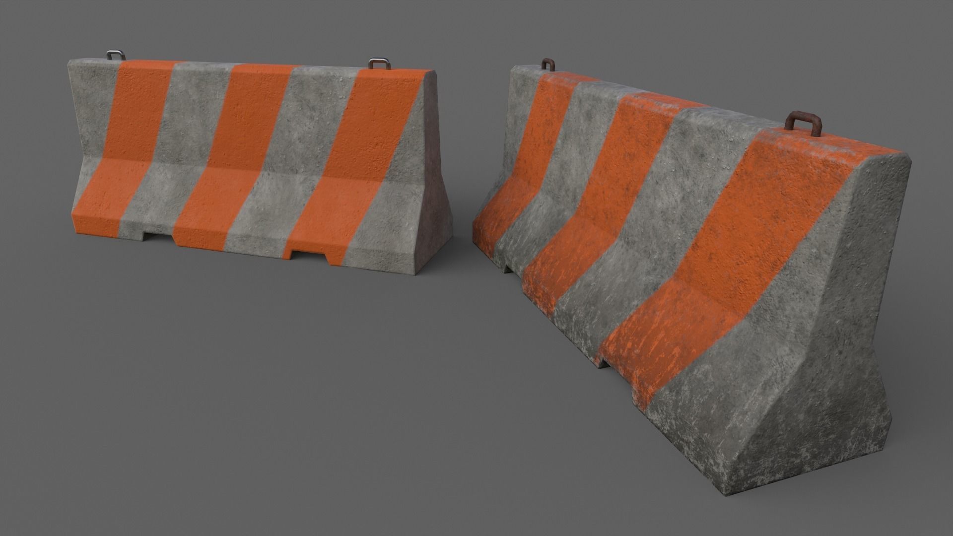 PBR Concrete Barrier V2 Low-poly 3D model_4