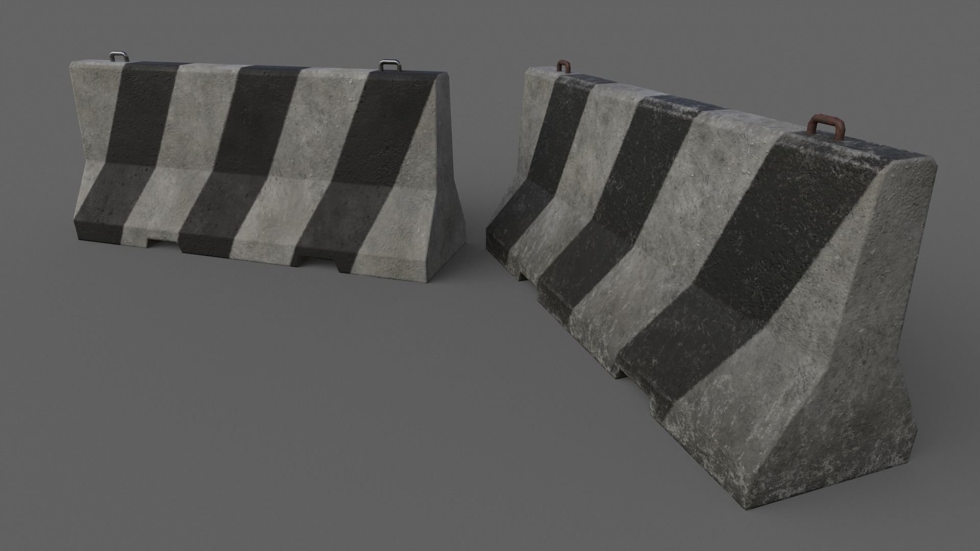 PBR Concrete Barrier V2 Low-poly 3D model_3