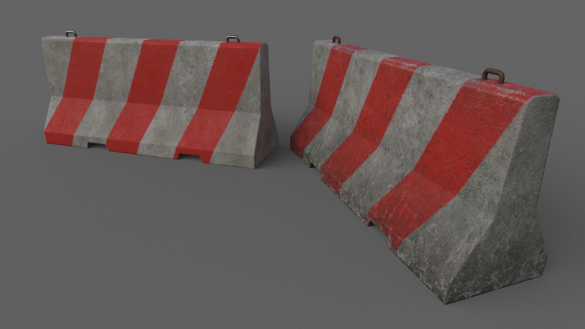 PBR Concrete Barrier V2 Low-poly 3D model_5
