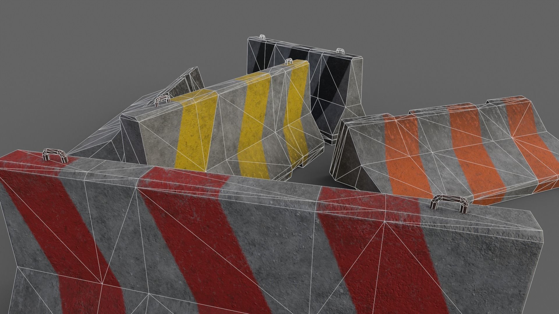 PBR Concrete Barrier V2 Low-poly 3D model_14