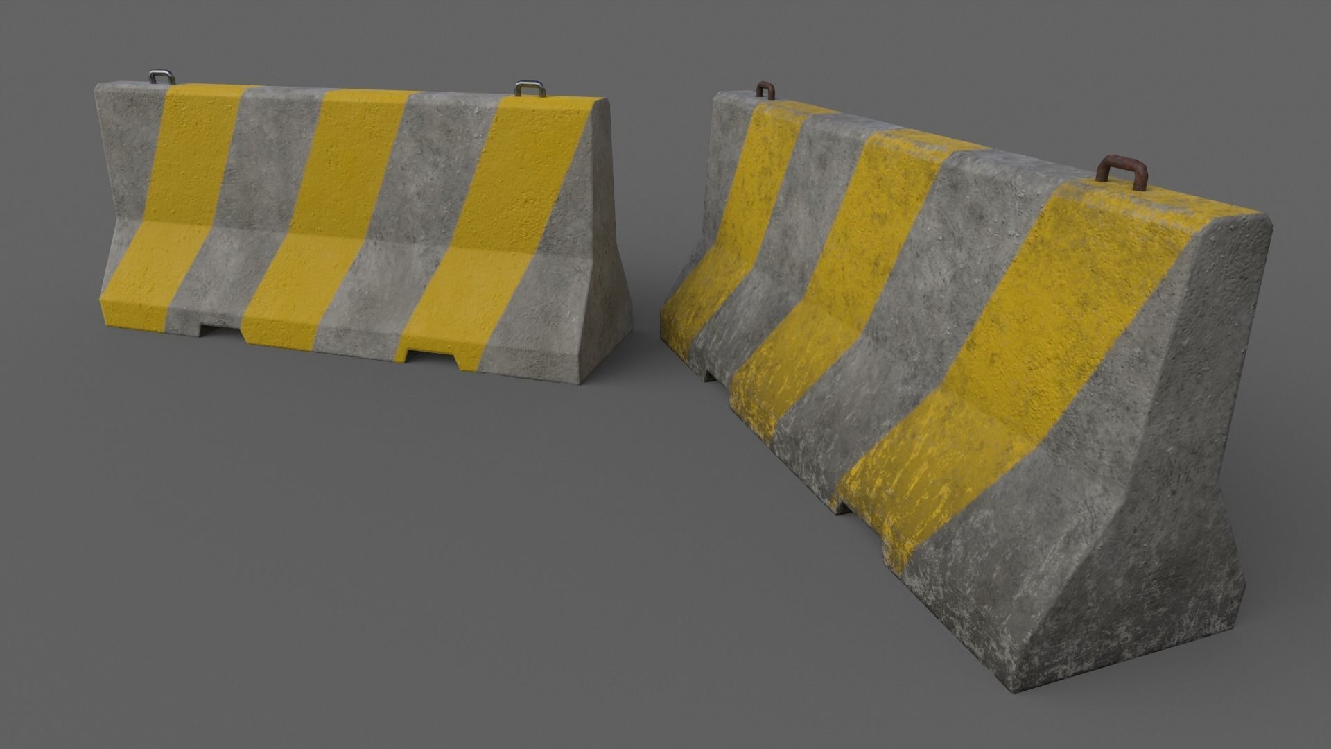 PBR Concrete Barrier V2 Low-poly 3D model_6