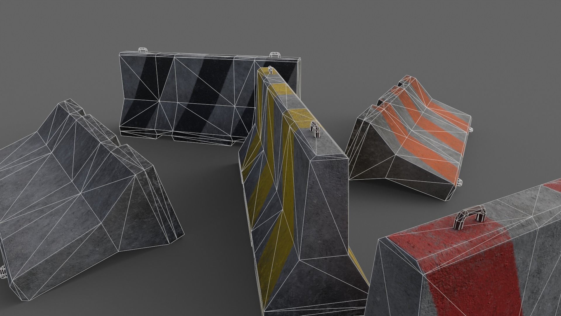 PBR Concrete Barrier V2 Low-poly 3D model_12