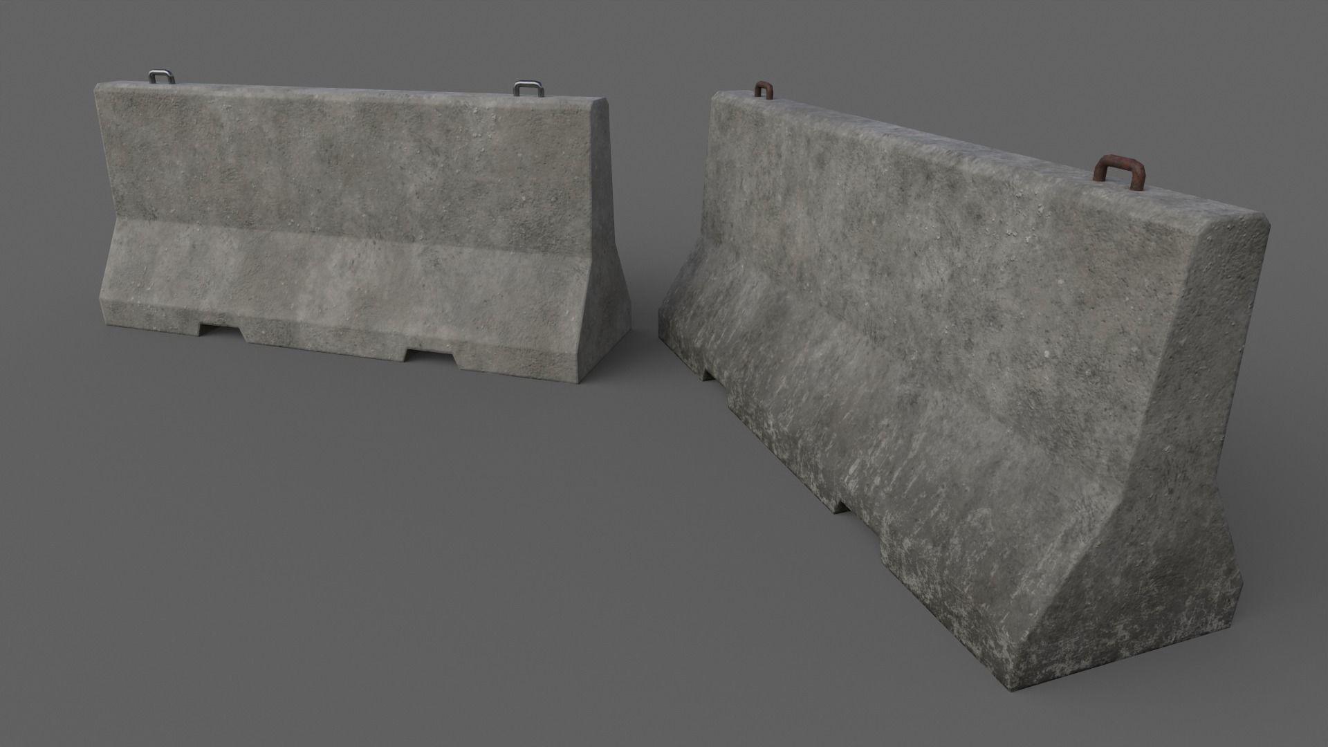 PBR Concrete Barrier V2 Low-poly 3D model_7