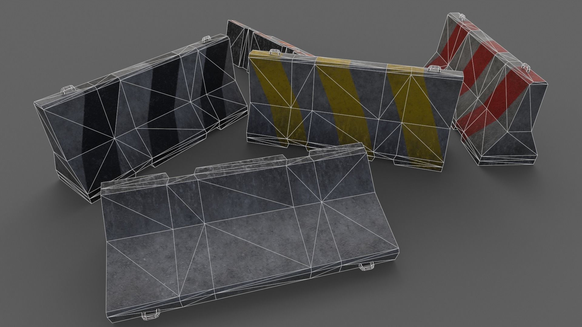 PBR Concrete Barrier V2 Low-poly 3D model_16