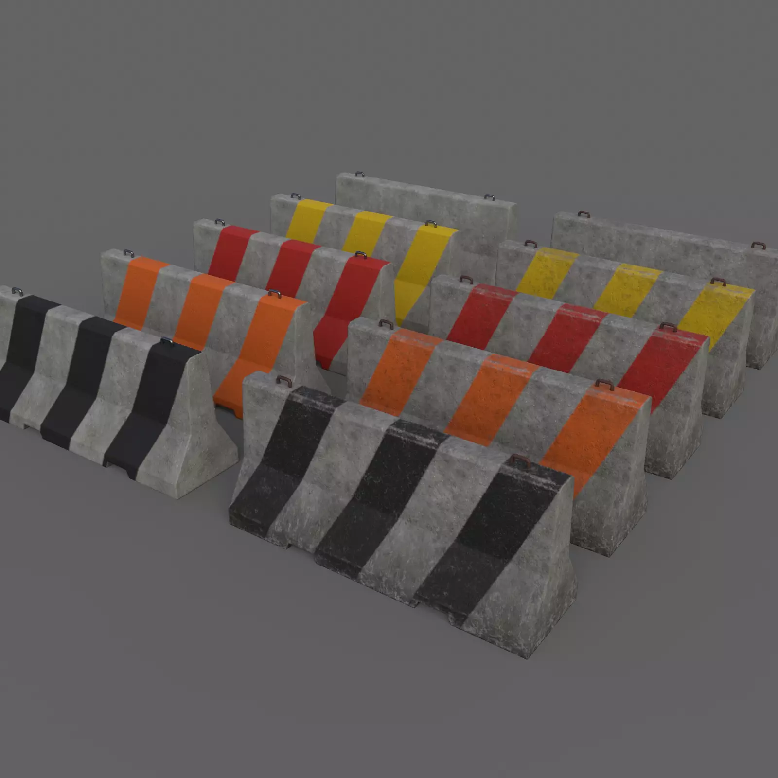 PBR Concrete Barrier V2 Low-poly 3D model_0