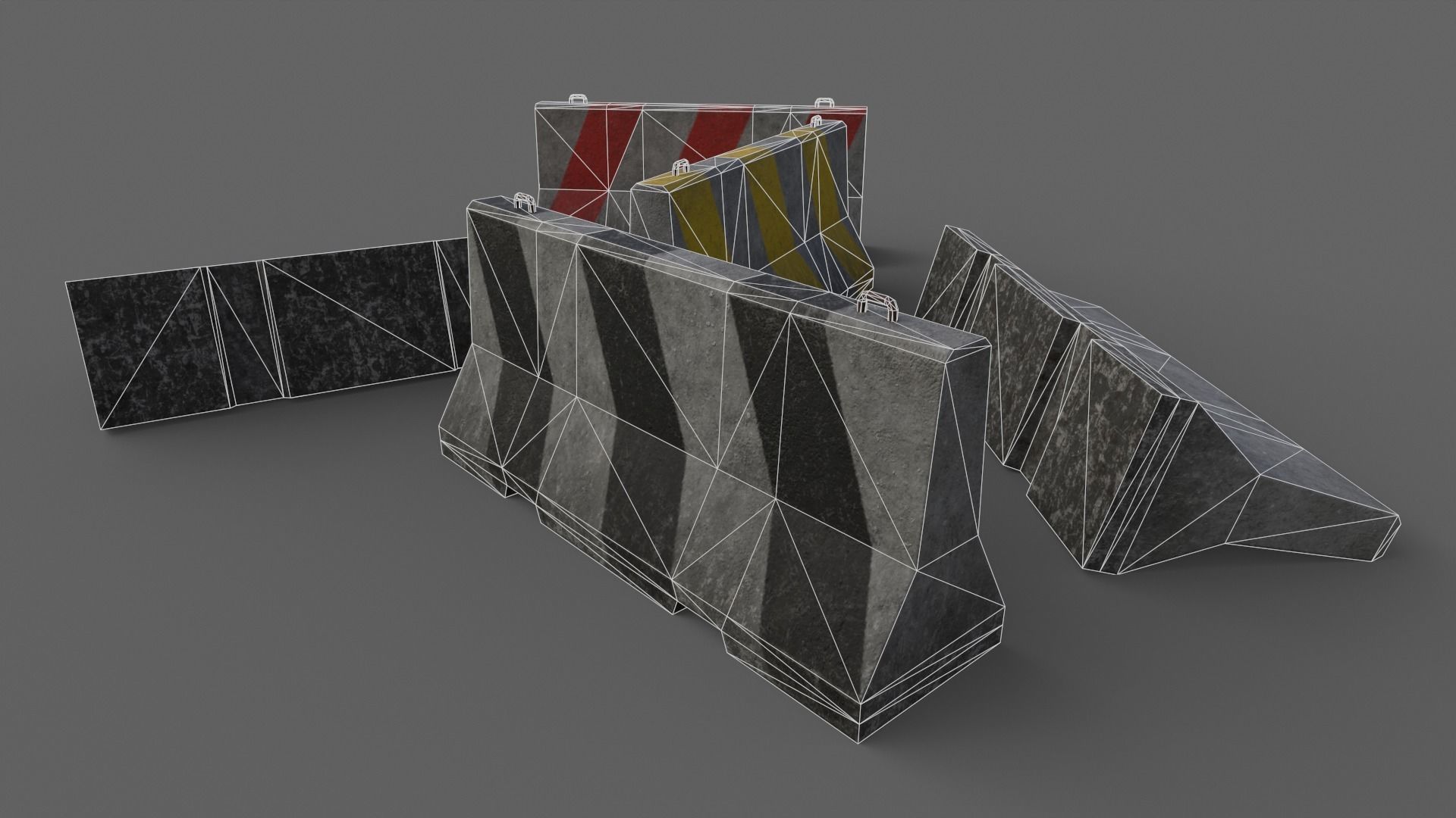 PBR Concrete Barrier V2 Low-poly 3D model_18