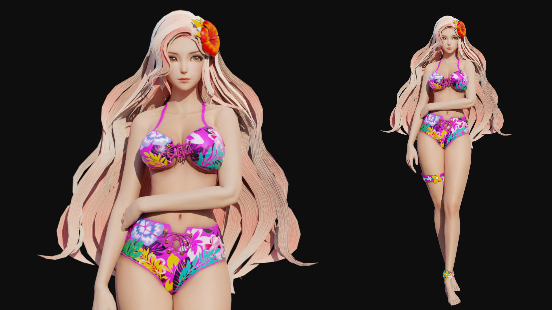 Rachel Girl Low-poly 3D model_1