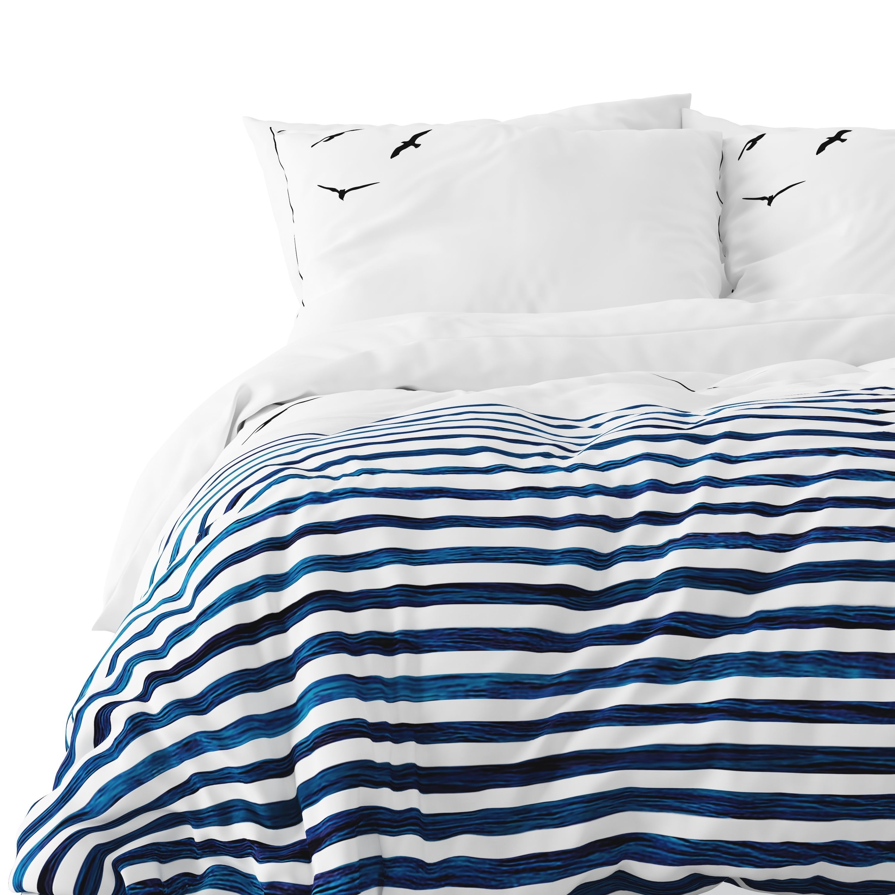 Simons Bed with Flock of Seagulls bedlinen 3D model_3