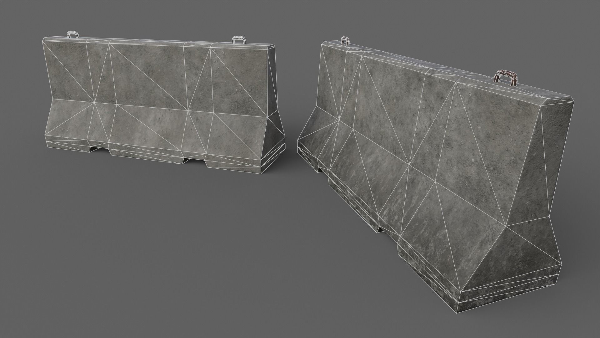 PBR Concrete Barrier V3 Low-poly 3D model_8