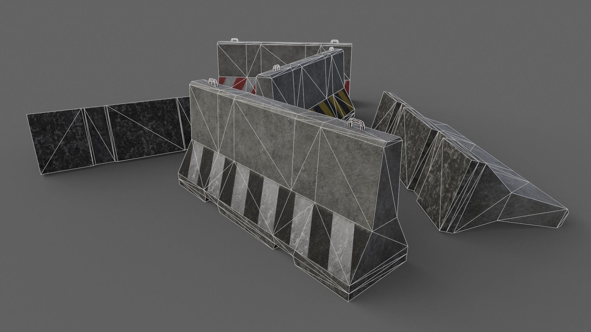 PBR Concrete Barrier V3 Low-poly 3D model_18