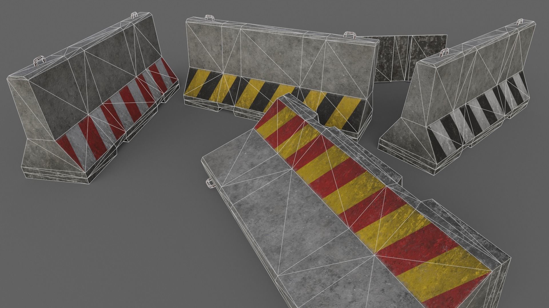 PBR Concrete Barrier V3 Low-poly 3D model_10