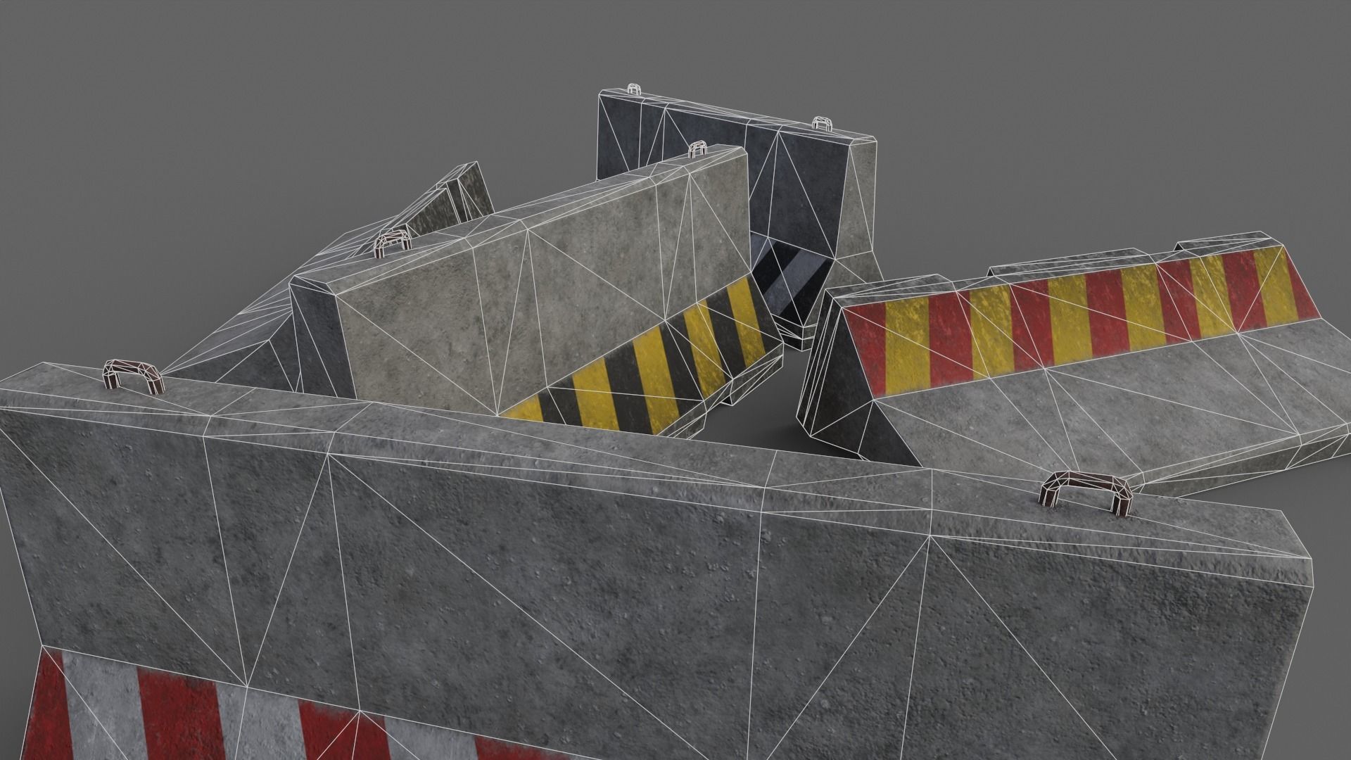 PBR Concrete Barrier V3 Low-poly 3D model_14